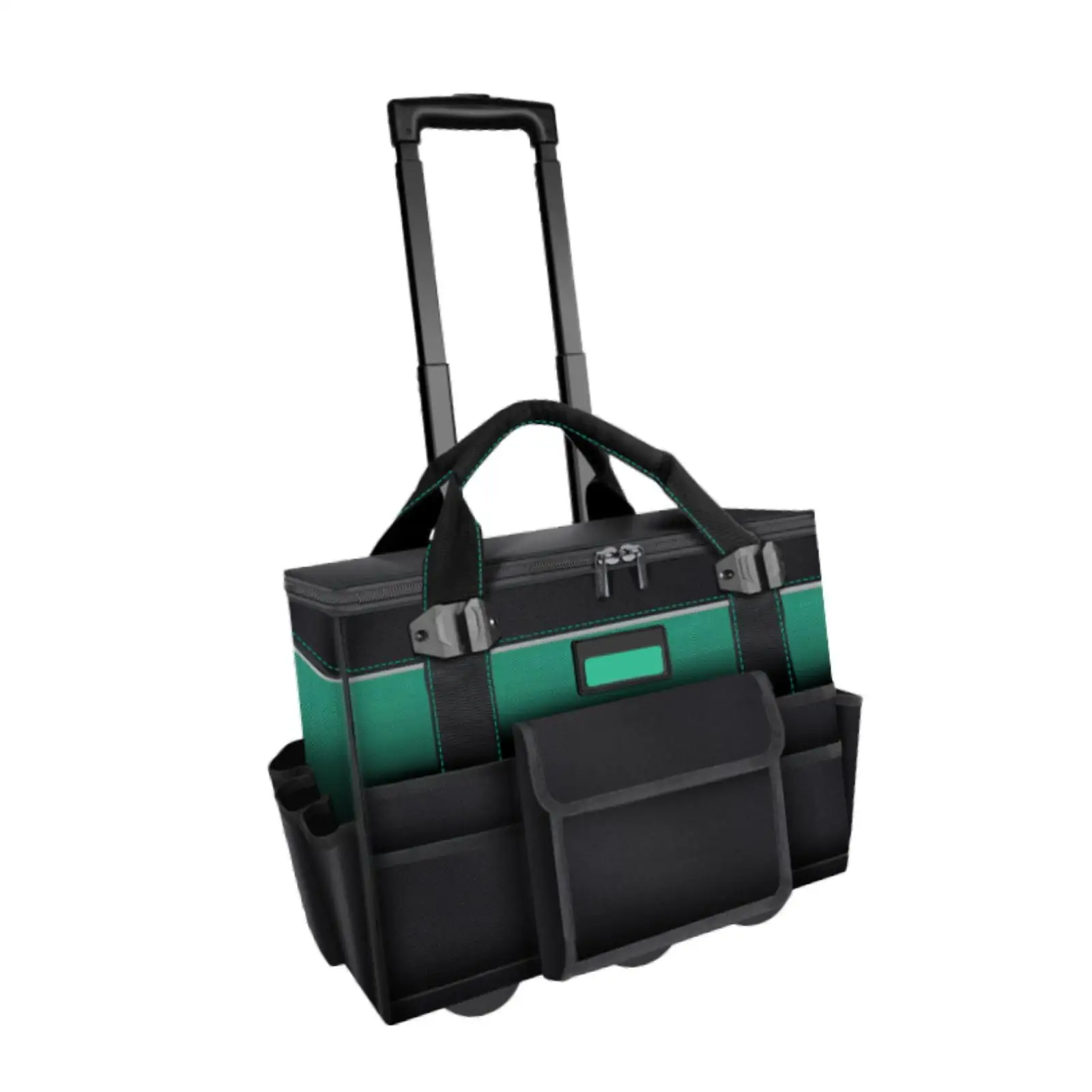 Rolling Tool Bag Portable Large Space with Zippers Waterproof Storage Case for Construction Home Repair Shop Car