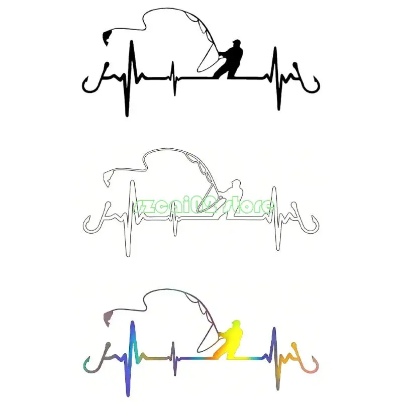 400B Fishing Heartbeat Design Water Resistant Decals for Scooter Fairing and Automobil
