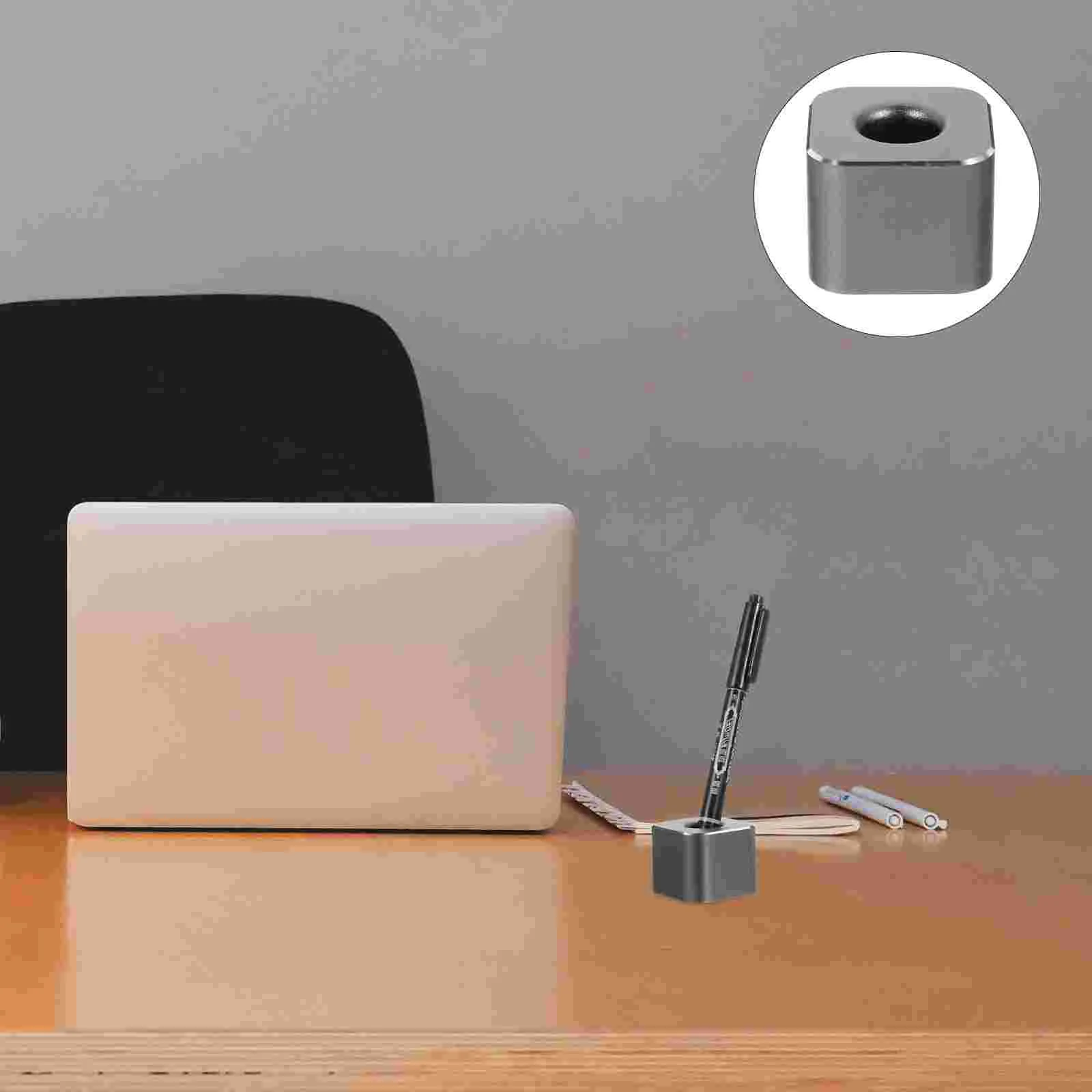 Aluminum Alloy Pen Stand Single Holder for Desk Students Cube Metal Home Office Marble