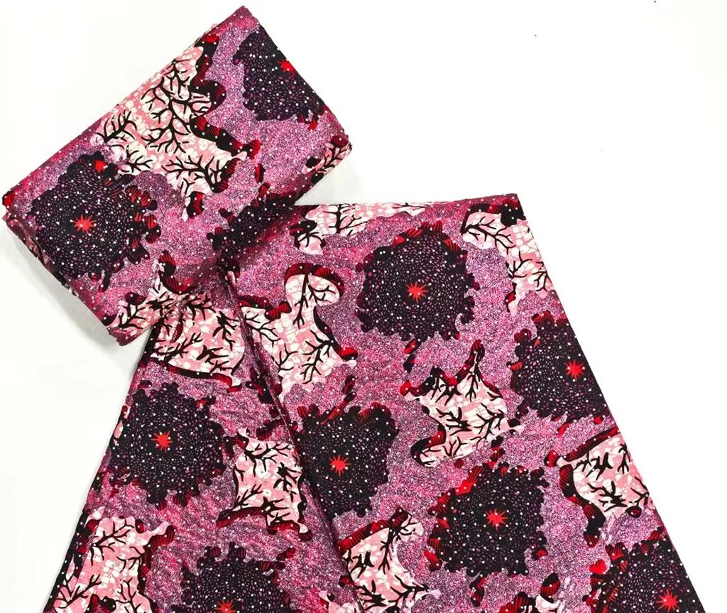 Beading Golden Diamond Cotton Prints African Super Gold Fabric With Stones Ankara Wax Fabric High Quality Women Party Dresses