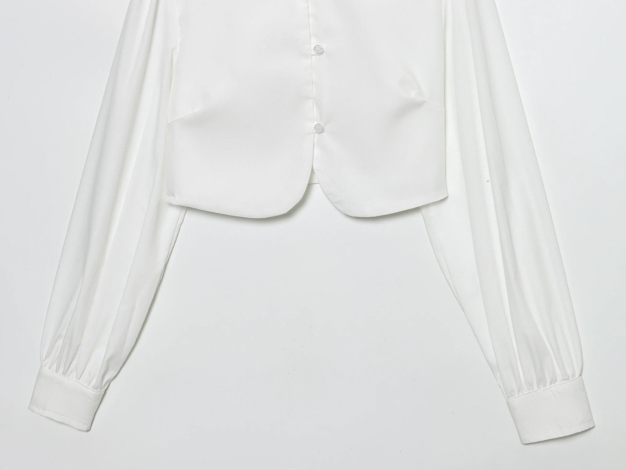 Camicia bianca slim fit moda autunno 2025 Camicia elegante a maniche lunghe con o-collo Street Style Tinta unita Top corto Abbigliamento da donna