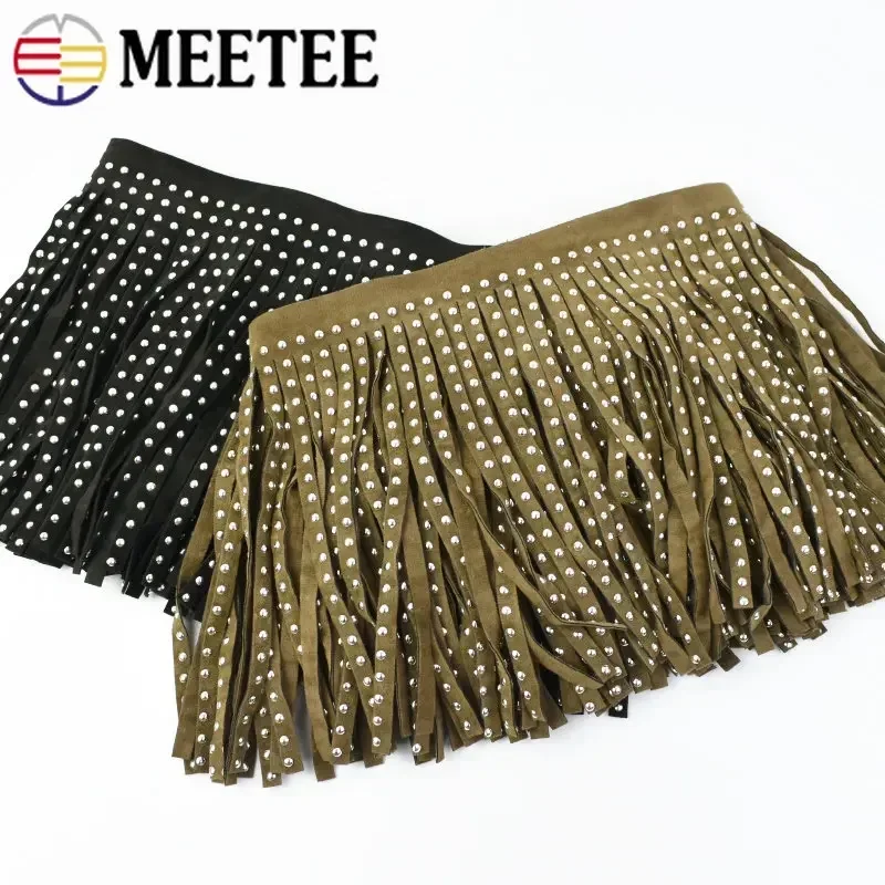 1/2Meters Meetee Velvet Leather Tassels Flannelette Rivet Lace Hem Suede Diamond Fringe DIY Handmade Jeans Coat Decor Material