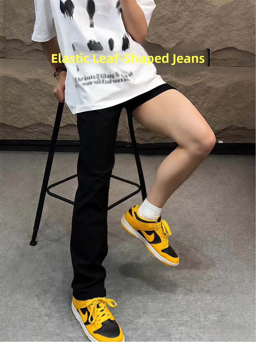 Bla Le Blade Jeans Pantalones largos adelgazantes American Vibe para hombre, jeans de pierna recta microacampanados, resistentes al desgaste, estilo juvenil