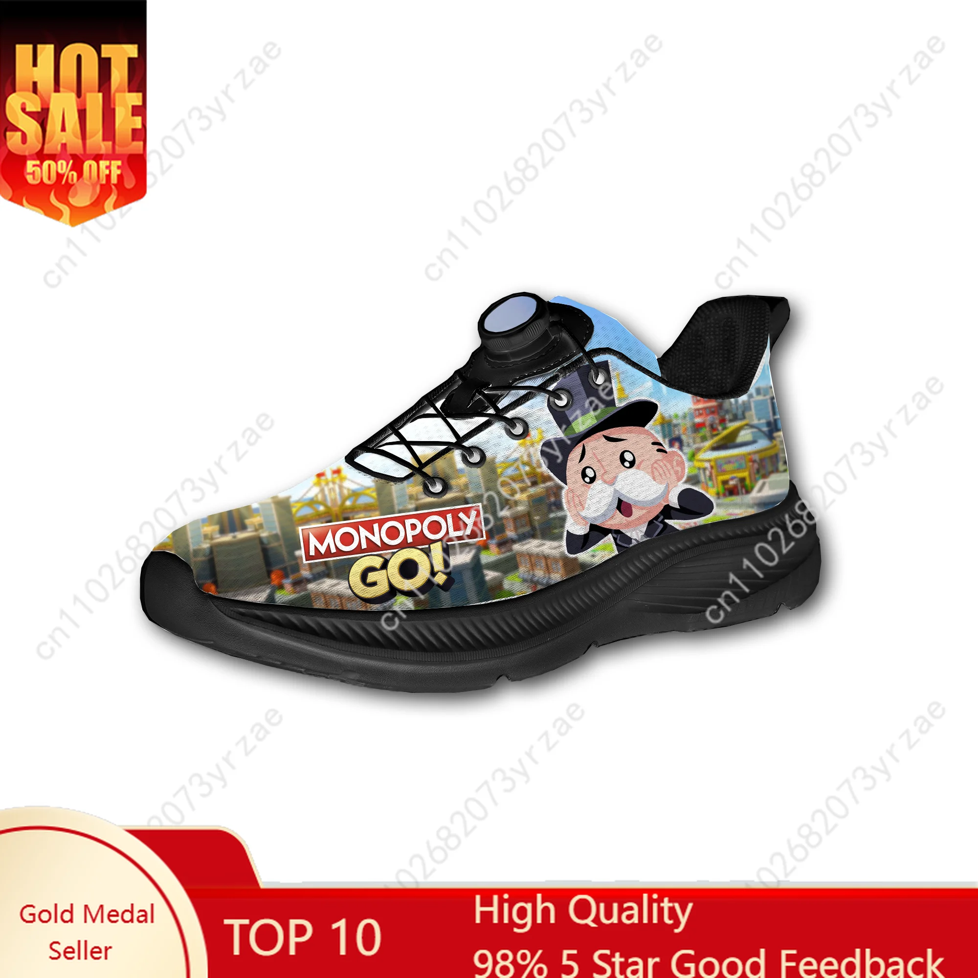 

Monopoly Go! Laceless Shoe Men Women Teenagers Comfortable Sneakers Stylish Rotating Buckle Closure Customizable Design Shoes