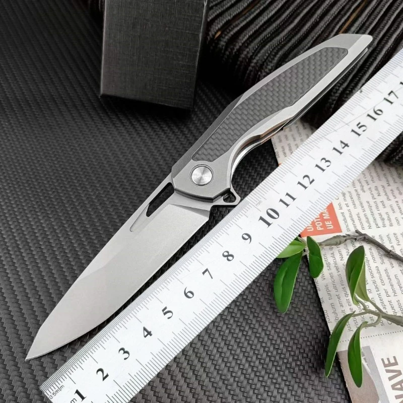 

Carbon fiber/annatto handle stainless steel folding knife, multi-purpose camping survival, high-quality portable knife F95NL