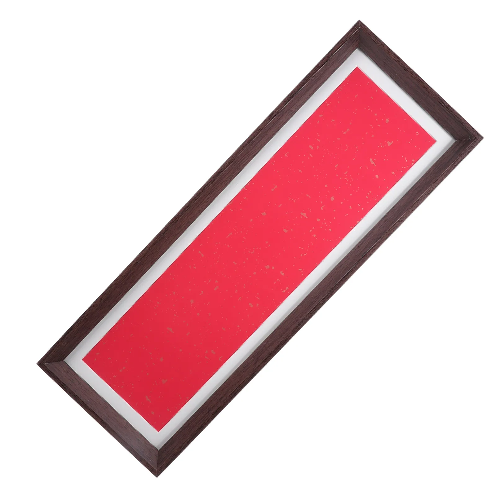 1Set Chinese Calligraphy Display Organizer Red Wood Photo Frame 16.6x5.9 Inch Blank Xuan Paper Table Picture Stand for Desk