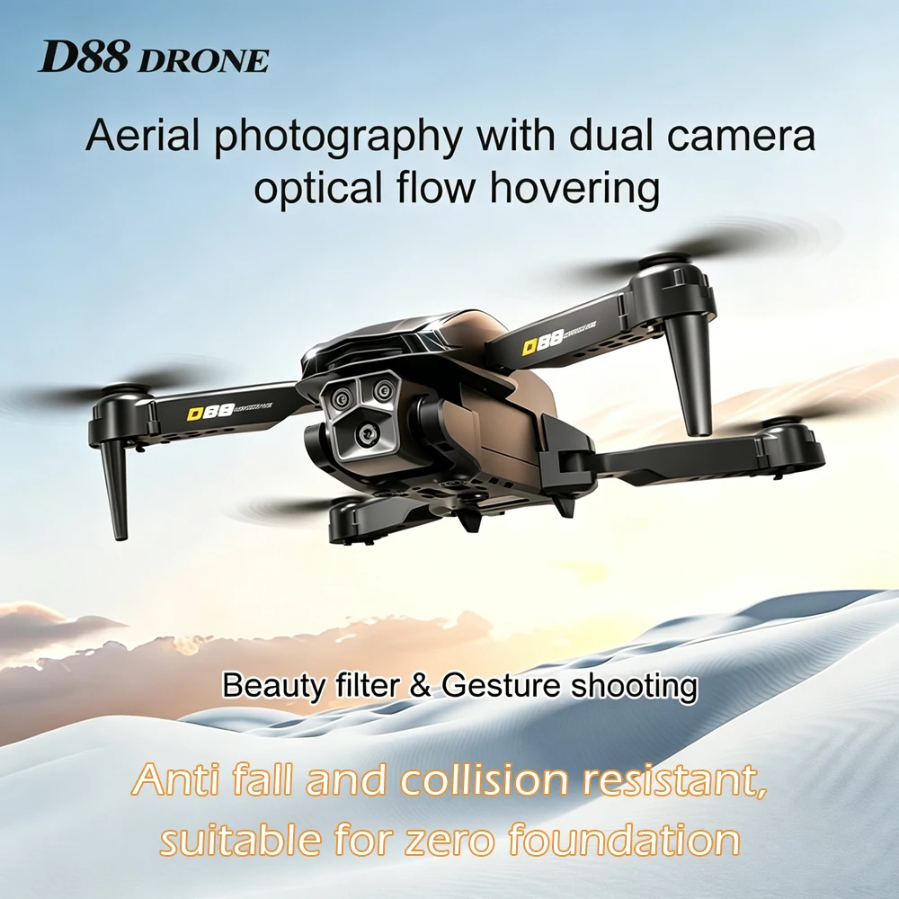FACEGLE Optical Flow Version D88 Drohne, zwei Kameras – umschaltbarer Betrachtungswinkel, optischer Fluss-Modus, Sechs-Achsen-Gyroskop, sanfterer Flug, Headless-Modus, faltbarer Quadcopter,