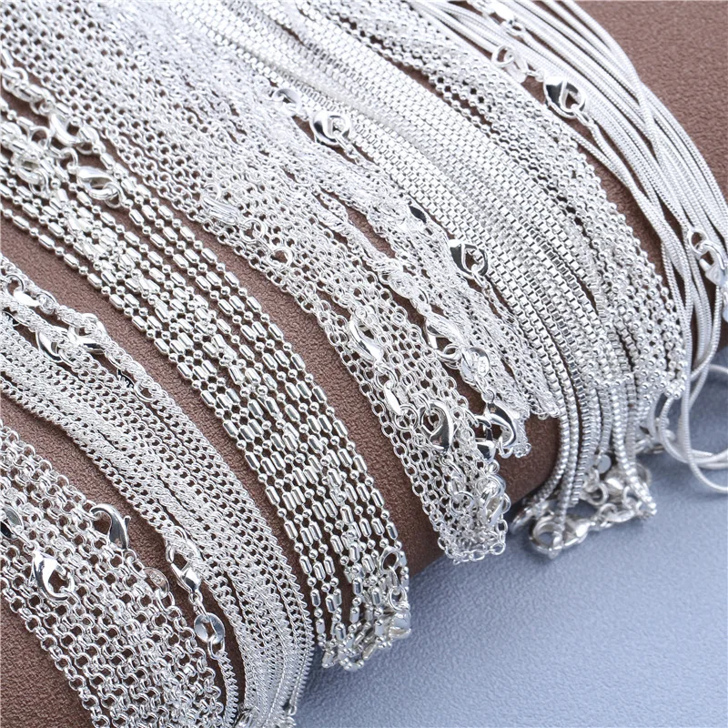 1 Stück 925 Sterling Silber 16-30 Zoll Rolo Bead Figaro Kette Halskette für Männer Frauen 9 Designs Modeschmuck – Detail 3