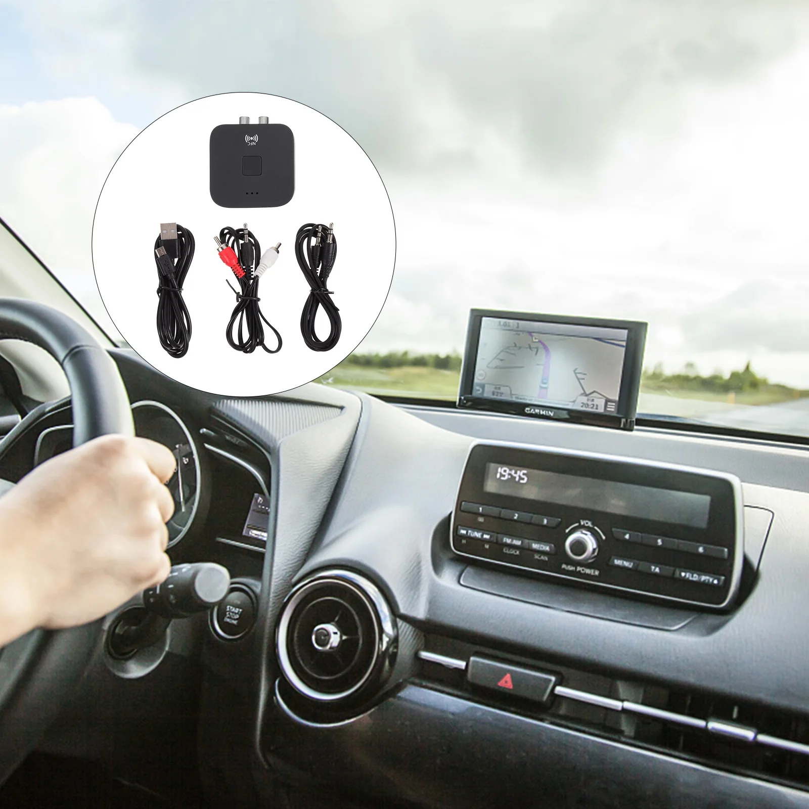 

1pc Wireless Audio Receiver Adapter Built- 3.5Mm Dual Output Long Range 10M Car Home Use