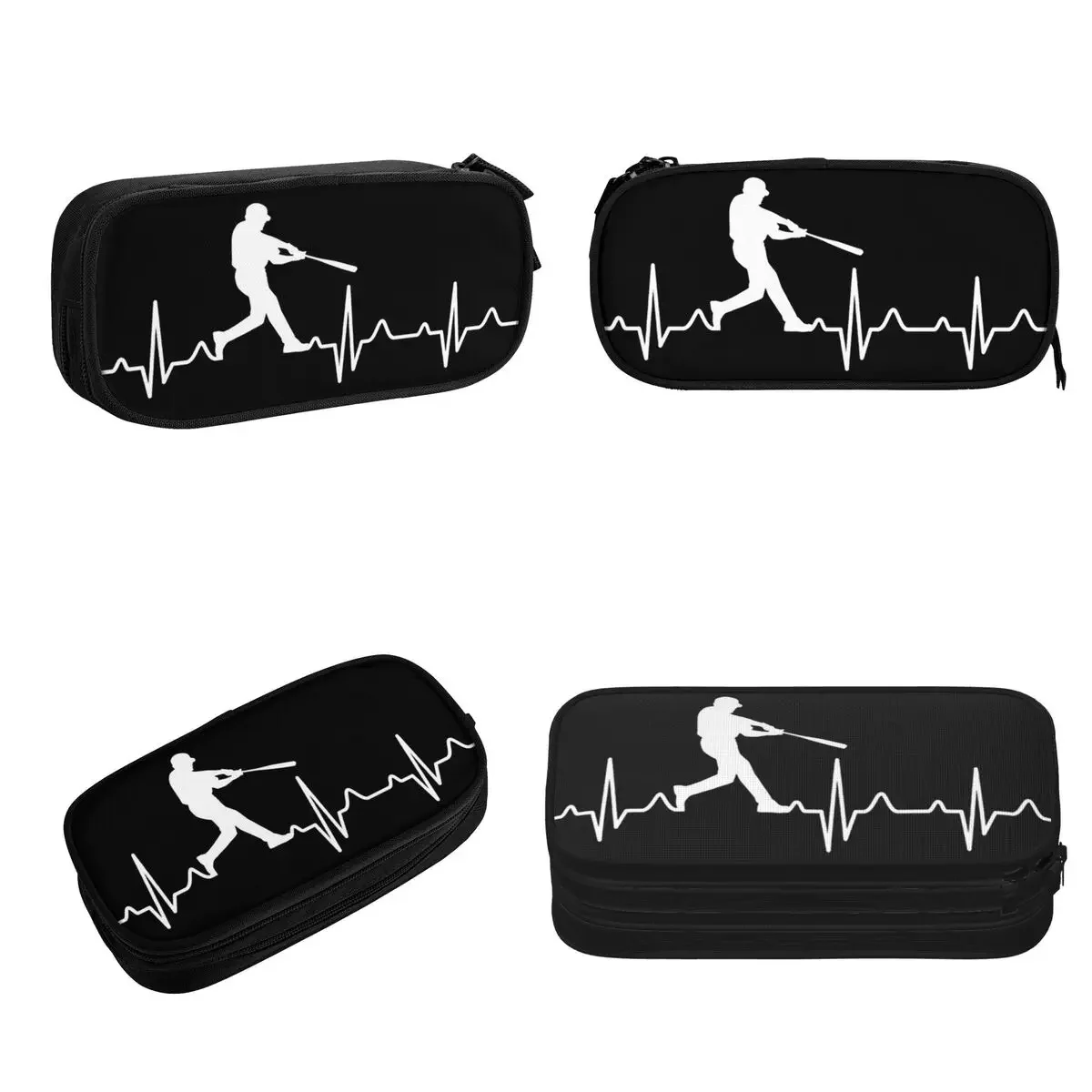 Baseball Player Heartbeat Pencil Cases Large Capacity Pen Bags Pen Box Pencil Pouch For Boys Girls Students Stationery School