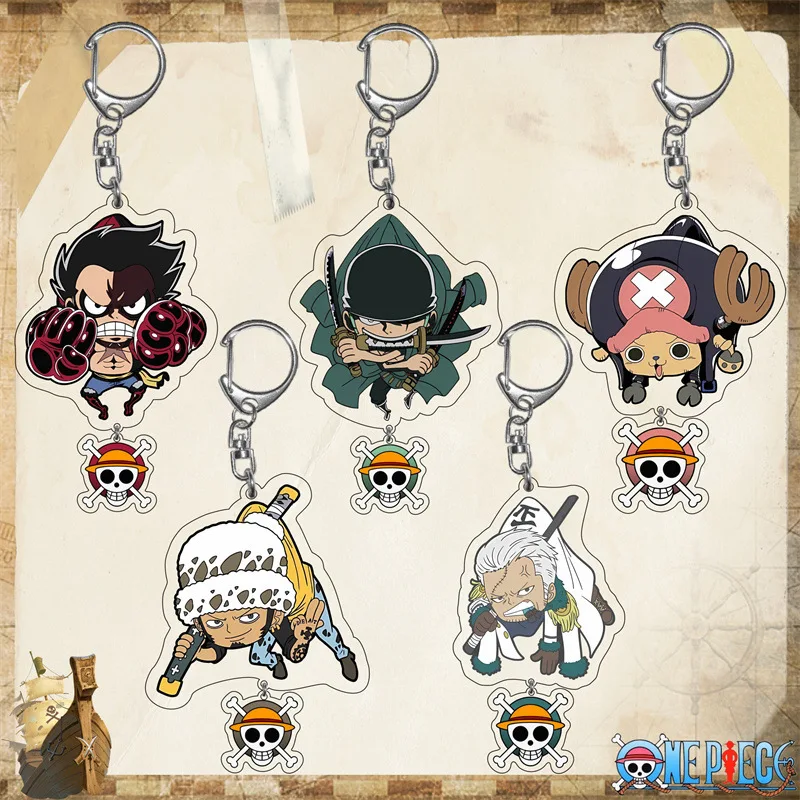 One Piece Luffy Chopper Zoro Keychain Anime Cute Two-dimensional Acrylic Pendant Cartoon Backpack Decoration Keychain Jewelry