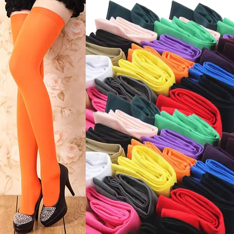 Calze sopra il ginocchio color frutta Donna Sexy Velluto leggero Calzino a tubo alto Assorbimento del sudore femminile Calzini al ginocchio Calze robuste