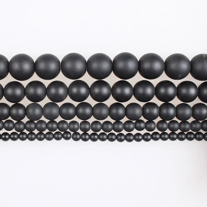 Natural Stone Beads Matte Black Agate Frosted Onyx Beads Round Loose Beads 4 6 8 10 12mm For Bracelets Necklace Jewelry Making