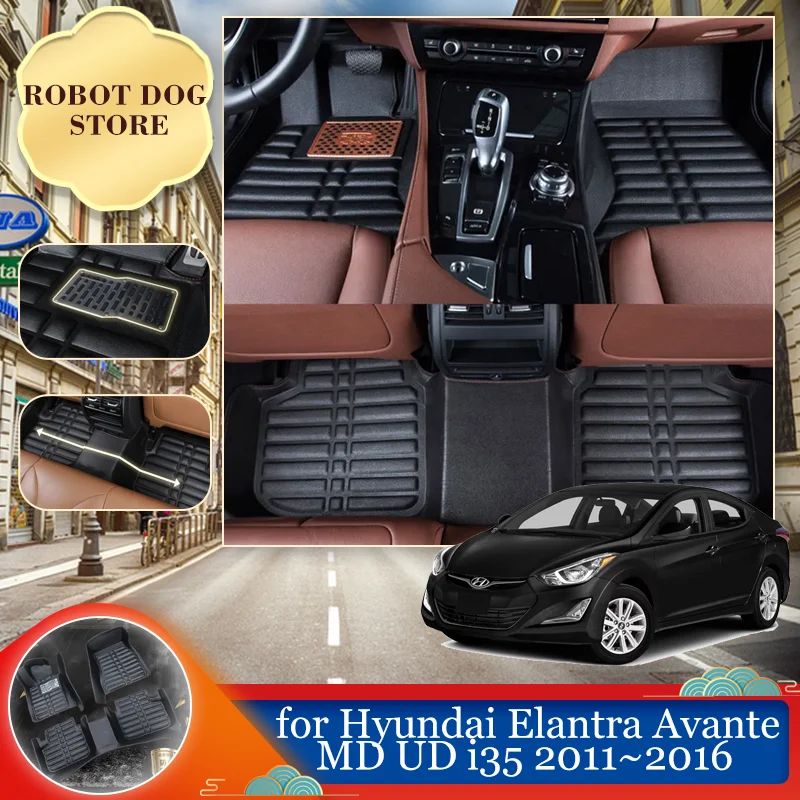 

Leather Floor Mat for Hyundai Elantra Avante MD UD i35 2011~2016 Foot Interior Liner Waterproof Carpet Pad Custom Accessories