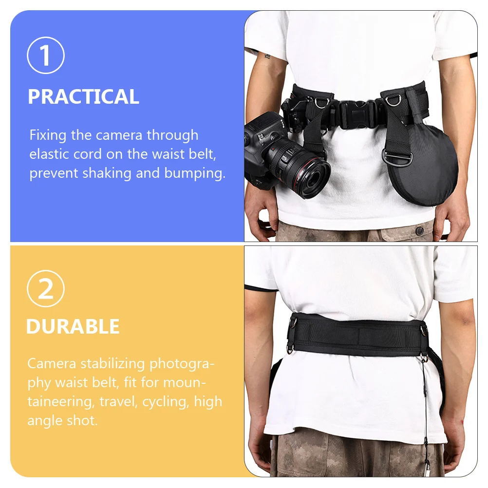 

Nylon Camera Waist Belt Adjustable Photography Strap for Mountaineering Travel Cycling High Elastic Cord Lens Tripod