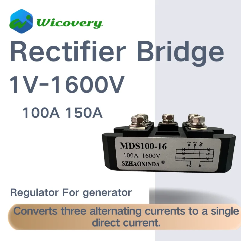 

MDS100A1600V Three phase rectifier bridge 12V 24V 36V 48V 220V 480V 600V AC-DC high-power module 100Amp 1600V