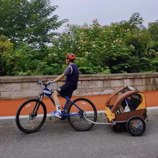 

Parent-child cycling trolley mountain bike outdoor children's trailer bucket with rear trailer road bike children's bicycle with