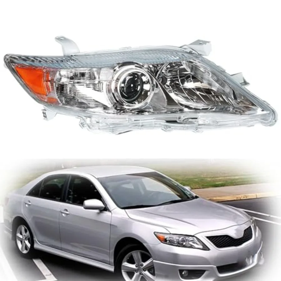

Right Front Chrome Projector Headlight Lamp for Camry 4-Door Sedan 2010 2011 Replacement with Chrome Finish and Bright LED Ligh