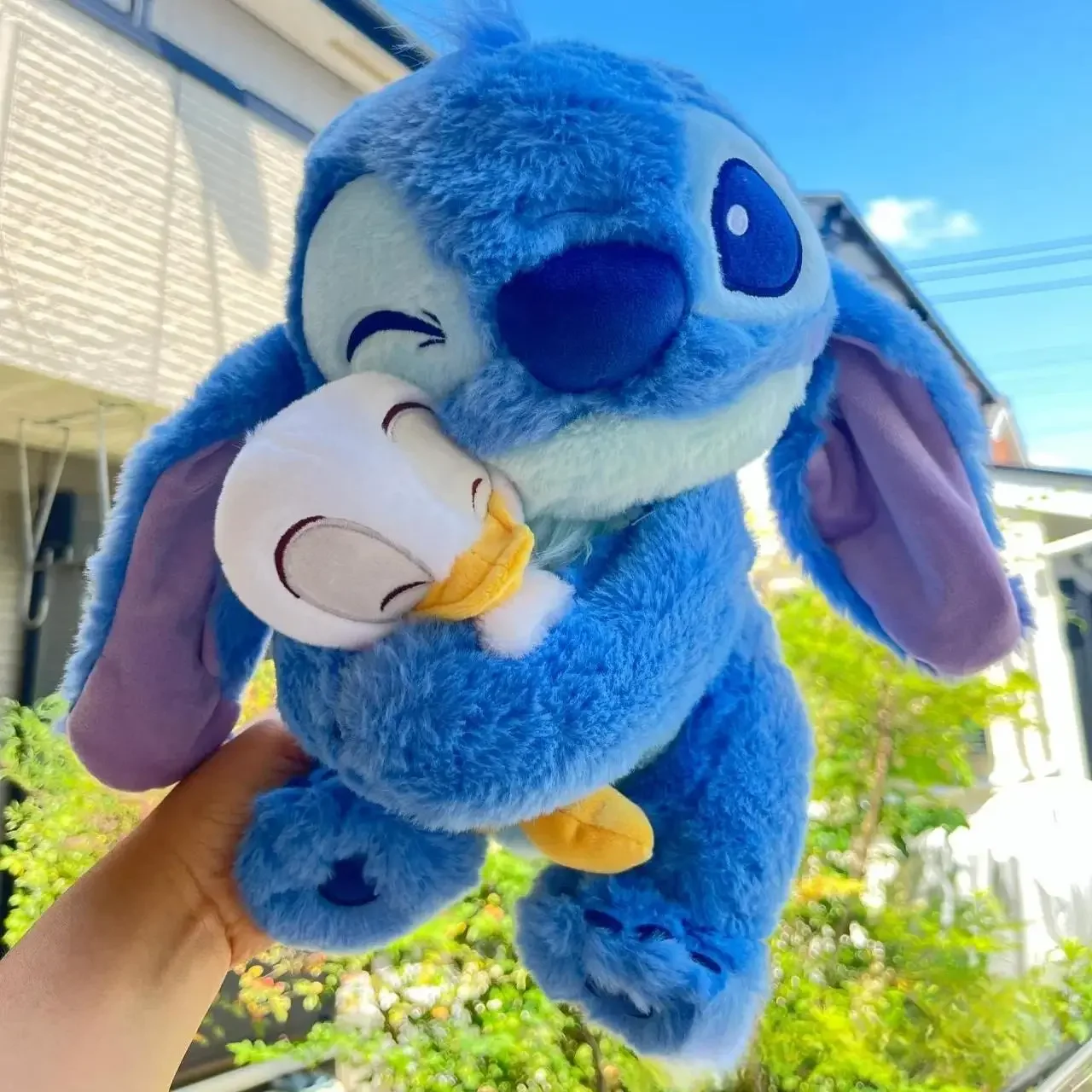 Disney Stitch Hugs Donald Duck Plush Toy Beach Sunset Series Limited Plush Doll Pillow Doll Key Pendant Birthday Gift Collection