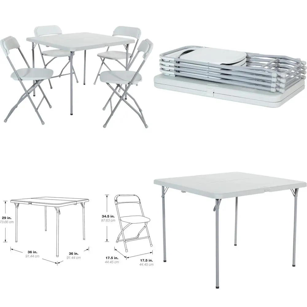 

Квадратный обеденный гарнитур из 5 предметов с светло-серыми стульями