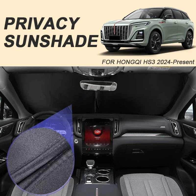 

Car Black Window Privacy Sunshade Auto Anti-UV Heat Insulation Protect Cover Interior Accessory For HONGQI HS3 2024-Present