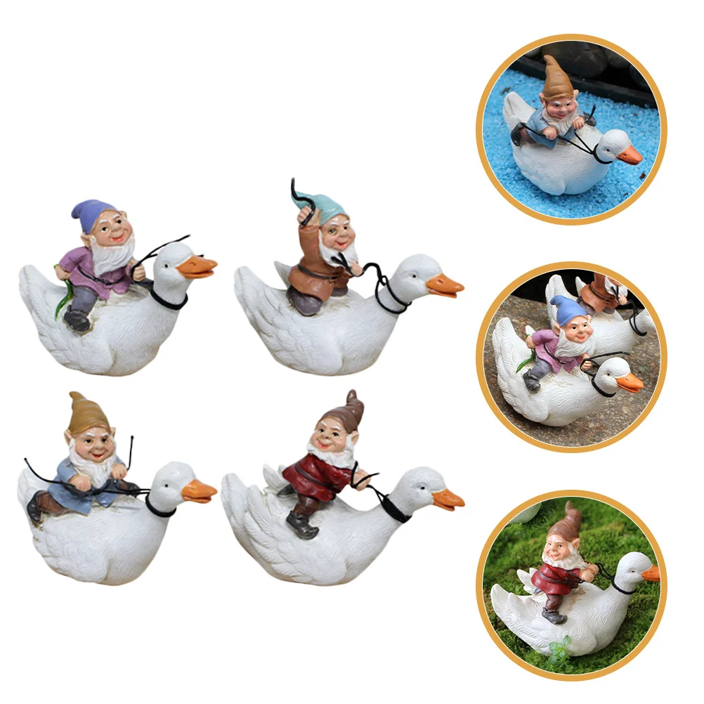 

1 set Gnome Riding Duck Statue Outdoor Garden Decor For Gnome Ornaments Yard Pond Landscape Waterproof Ornaments