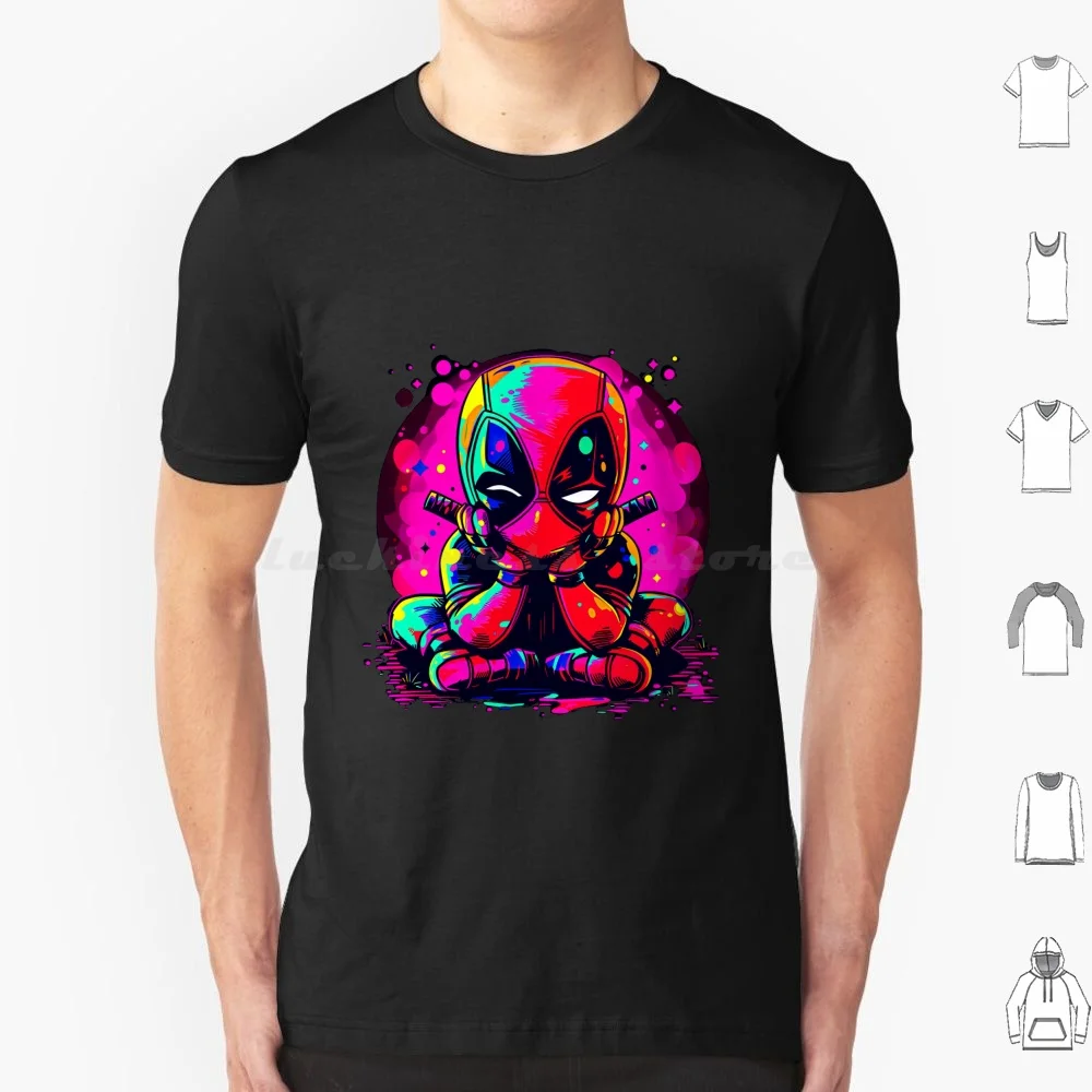 Camiseta de algodón con estampado DIY de cómics de superhéroes y antihéroes de X-Men y Deadpool, diseño de dibujos animados con efecto neón, para hombre y mujer.