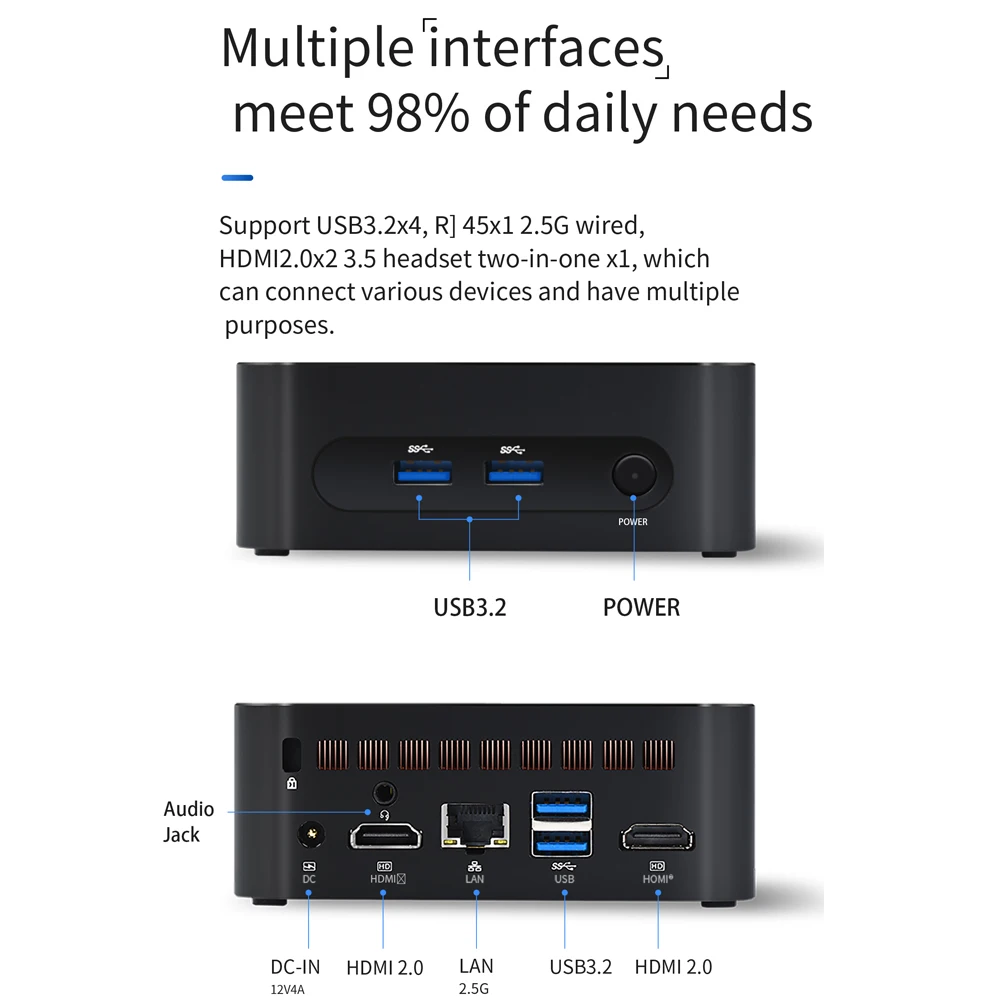 Мини-ПК ZX03 12-го поколения Intel N100 UHD Graphics DDR4 16 ГБ + 1 ТБ SSD двойной экран 4K Windows 11 /Linux