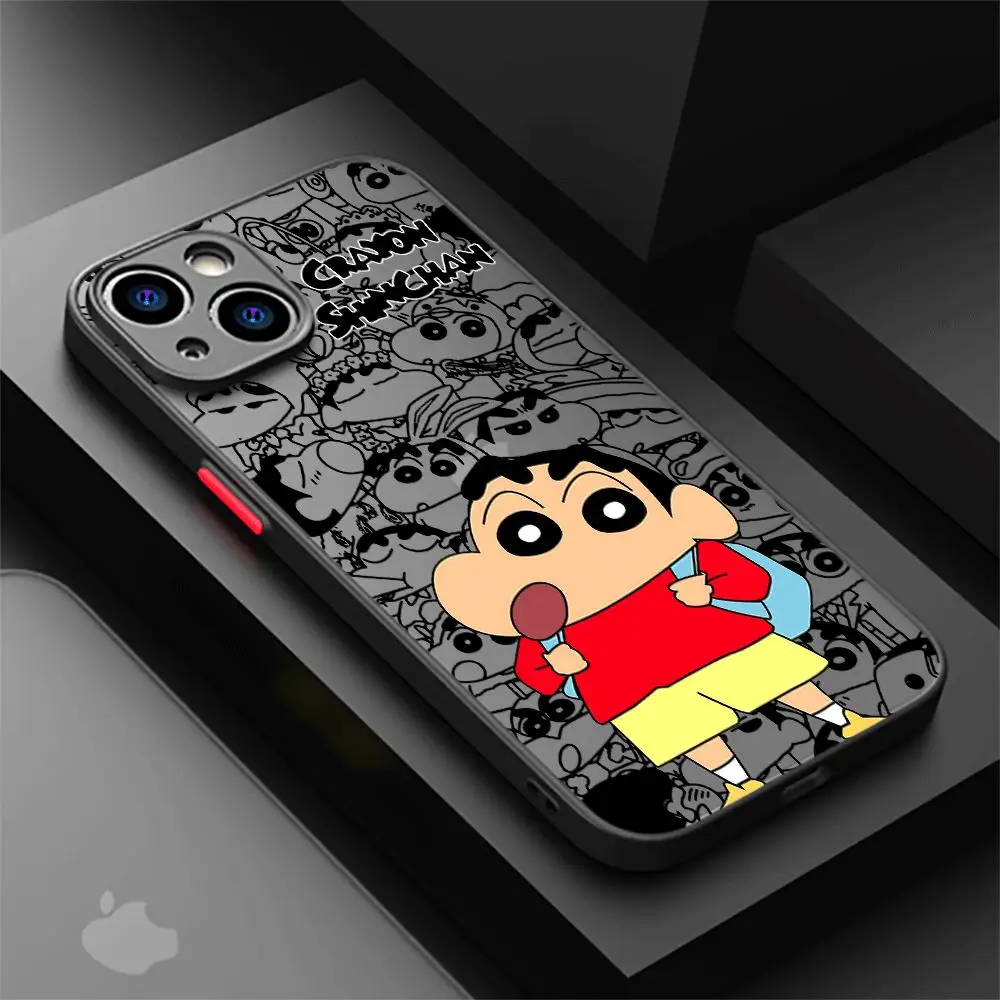 Crayons S-Shin-C-chans Phone Case for Apple iPhone 15 Pro Max 13 14 Plus 12 Mini 11 Pro XR 8 SE 7 6S XS MAX Matte Luxury Cover