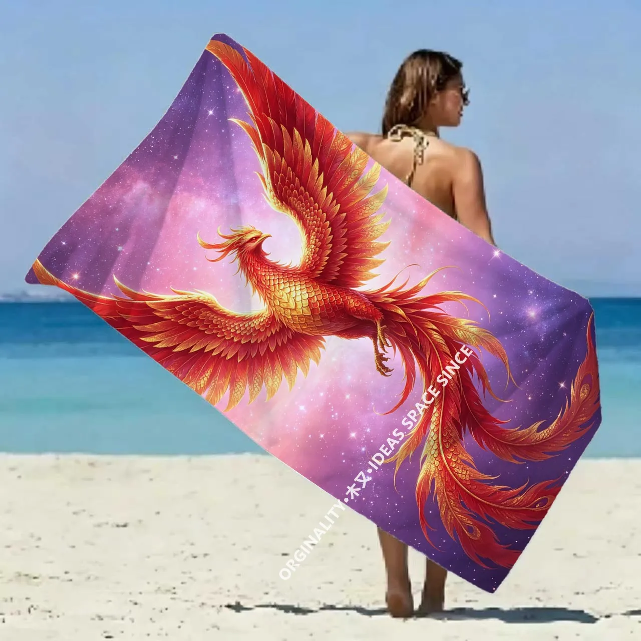 Starry Galaxy Phoenix Beach Towel Patterned Sunscreen And Windproof Suitable For Swimming Pool Camping Travel