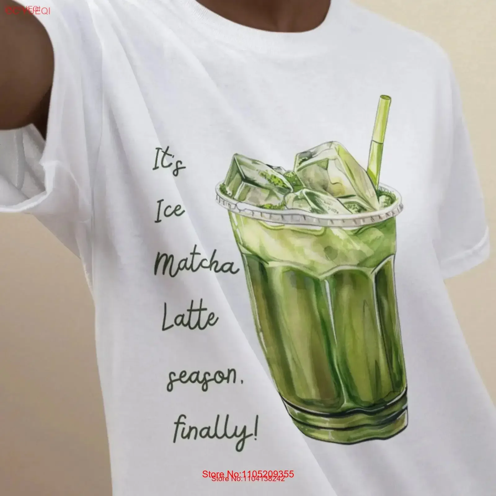 Camiseta Matcha Ice latte de gran tamaño bebida fría ajuste relajado temporada de verano top suelto días calientes camiseta holgada vintage Lavado ligeramente