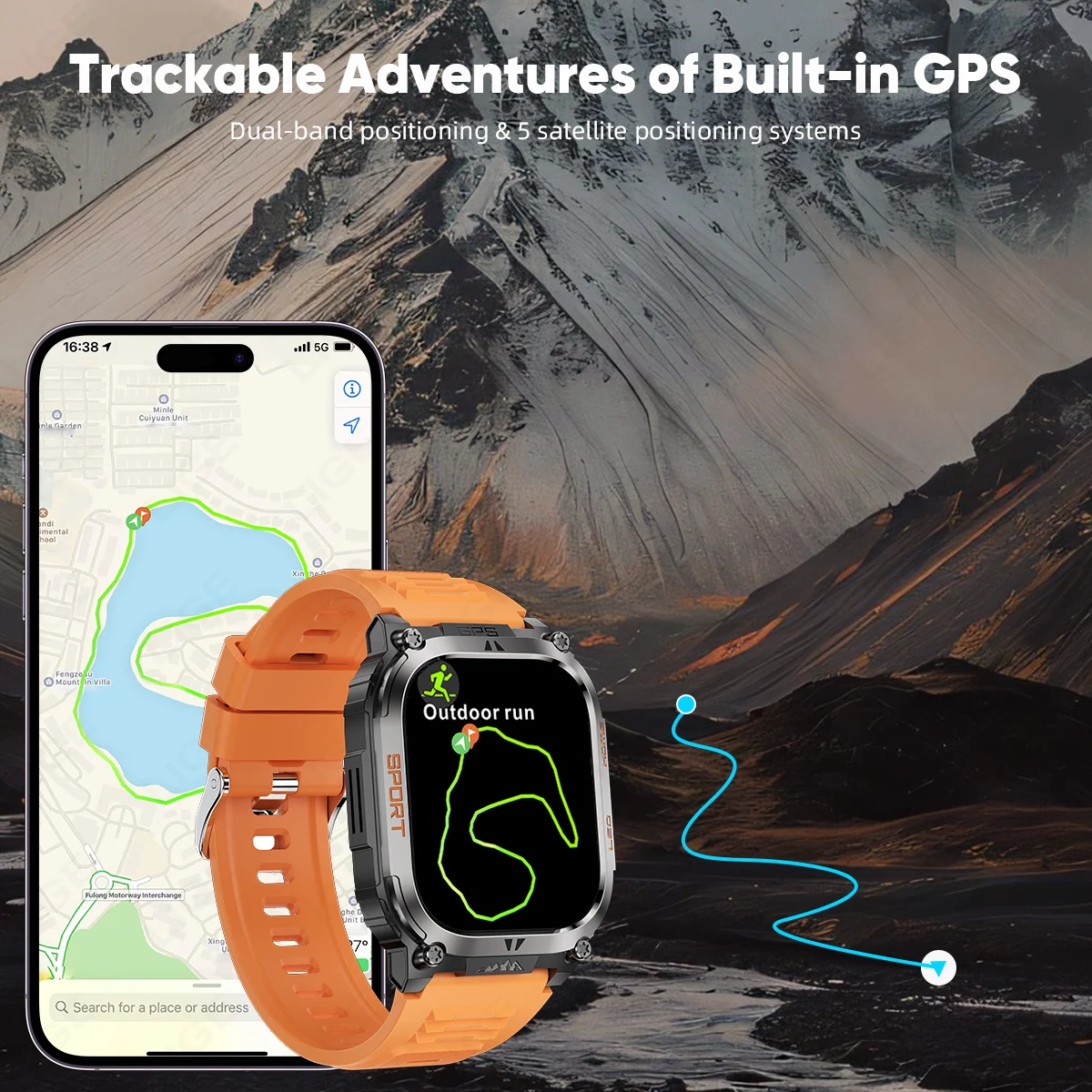 LUIK GPS Kompas Smart Horloge Met Zaklamp 630mAh 2.01 "Groot Scherm Hartslag Bluetooth Oproep Waterdichte Mannen smartwatch 2025