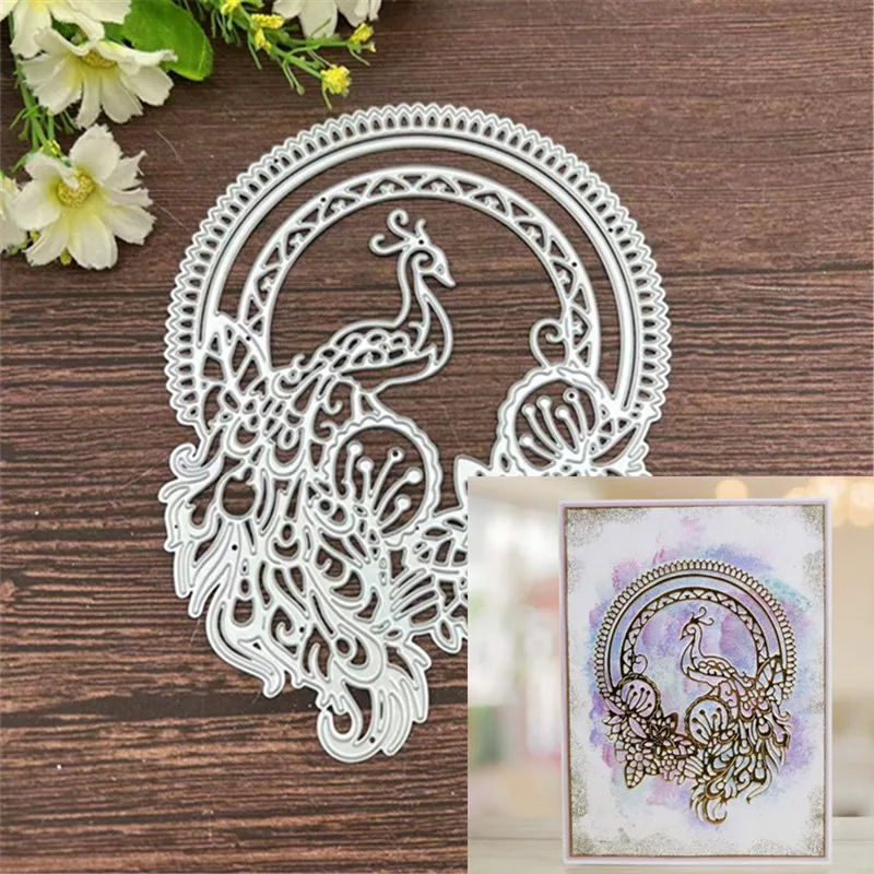 Wreath Peacock lace frame background Metal Cutting Dies Stencils For DIY Scrapbooking Decorative Embossing Handcraft Template