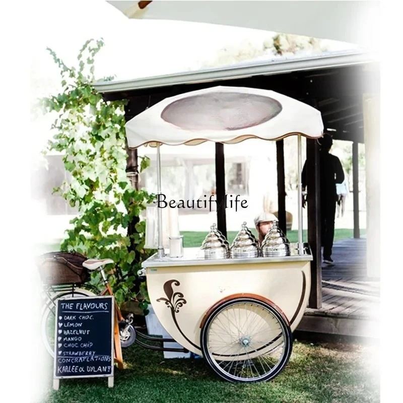 

Europe Gelato Cart Display Freezer Showcase Cold Drinks Beverage Ice Cream Push Cart with