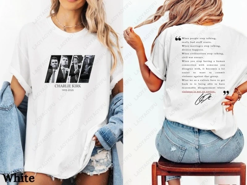 

Рубашка с цитатами Чарли Кирка, футболка «Молитесь за Чарли Кирк», футболки с графическим принтом «Свобода», хлопковые топы унисекс с короткими рукавами