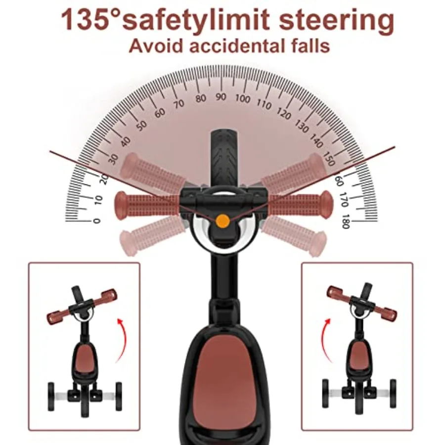 รถสามล้อเด็ก 3 in 1 สีชมพู สำหรับเด็กอายุ 2-4 ปี พร้อมเบาะปรับระดับได้ ที่ปั่นถอดออกได้ และล้อช่วยทรงตัว จักรยานทรงตัวสำหรับเด็ก