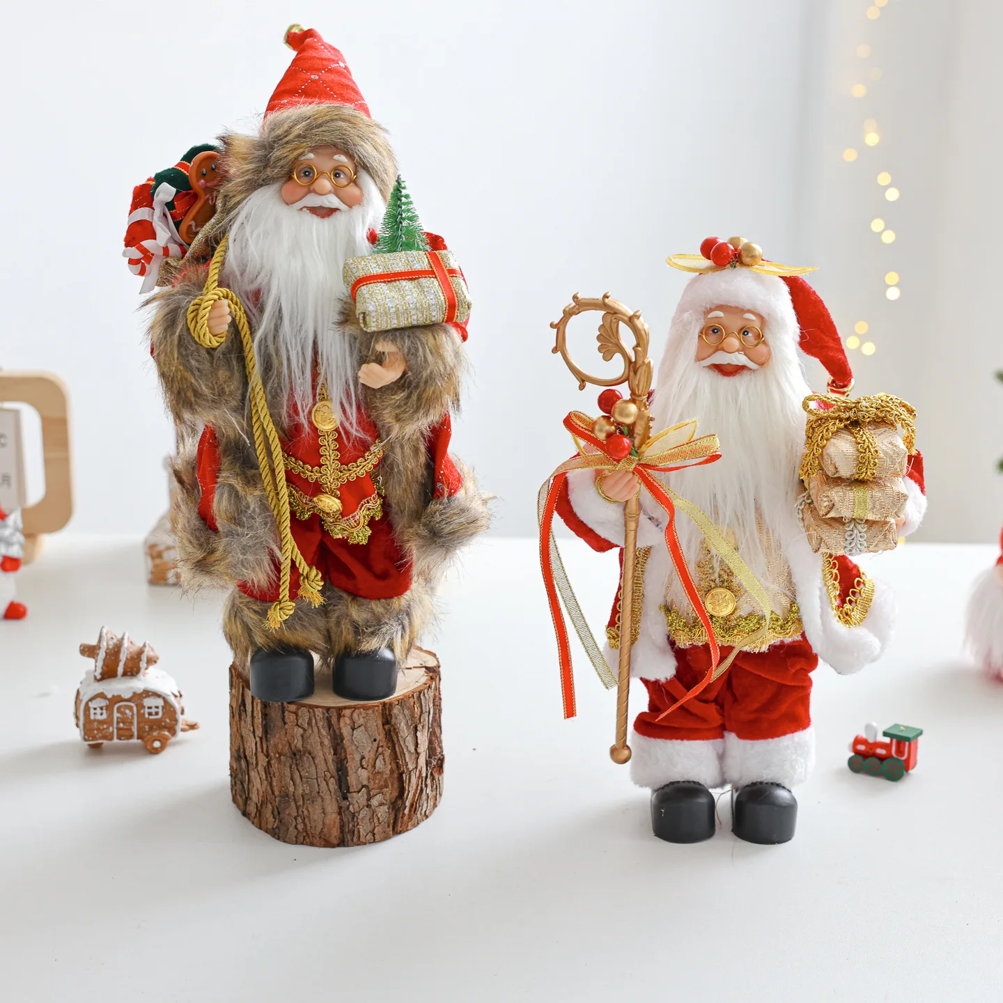 

New 30CM Santa Claus Doll with British Style Stand up Santa Claus New Year Home Christmas Decoration Christmas Tree Decoration
