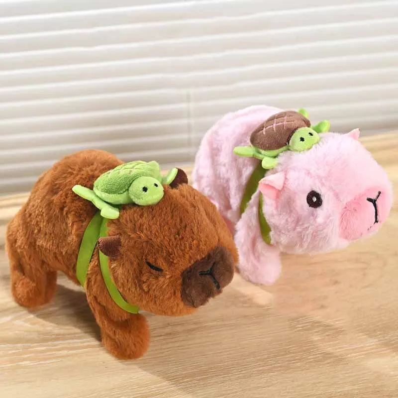 Juguetes de simulación de felpa eléctrica para niños pequeños, Linda muñeca Capybara, caminar, ladrar, mascota electrónica, Capybara, bebé, interactivo, nuevo