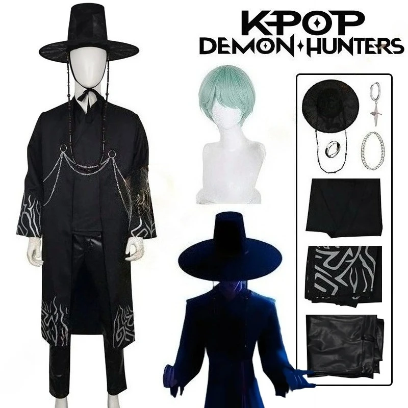 

Anime KPop Demon Hunters Jinu Saja Cosplay Costume Saja Boys Black Stage Performance Outfit Baby Saja Halloween Party Women Men