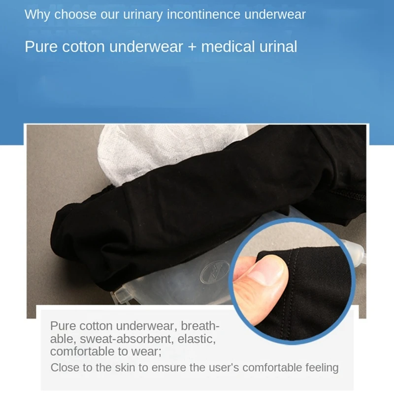 

Cotton underwear Men's Washable Incontinence Underwear Diaper Pants Urinary Incontinence Wearing Underwear Leg Tied