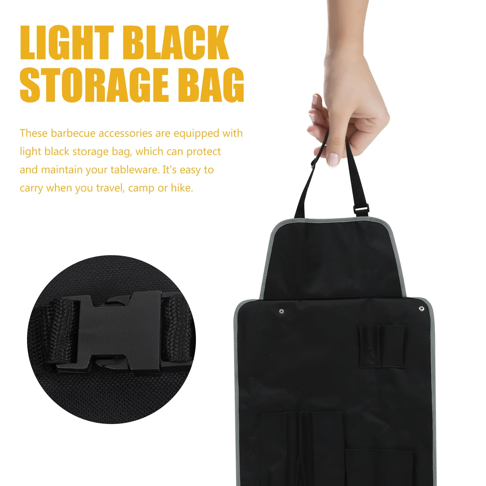 1 قطعة كيس التخزين أداة أكسفورد القماش سعة كبيرة متعددة جيب حقيبة محمولة للمنزل في الهواء الطلق أدوات شواء منظمة المطبخ #3