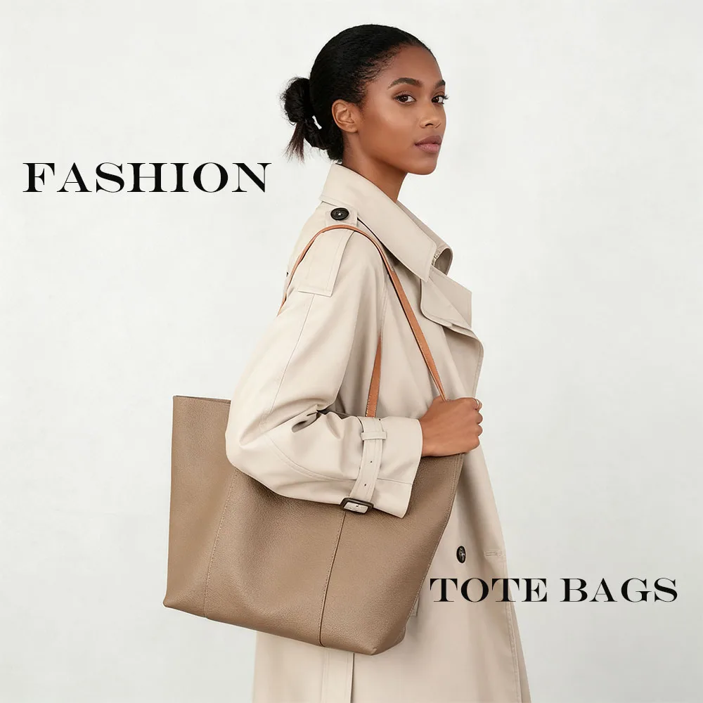 

2025 New Head layer Leather Handmade Tote Bag for Women's Commuter Large Capacity Handheld Shoulder Bag