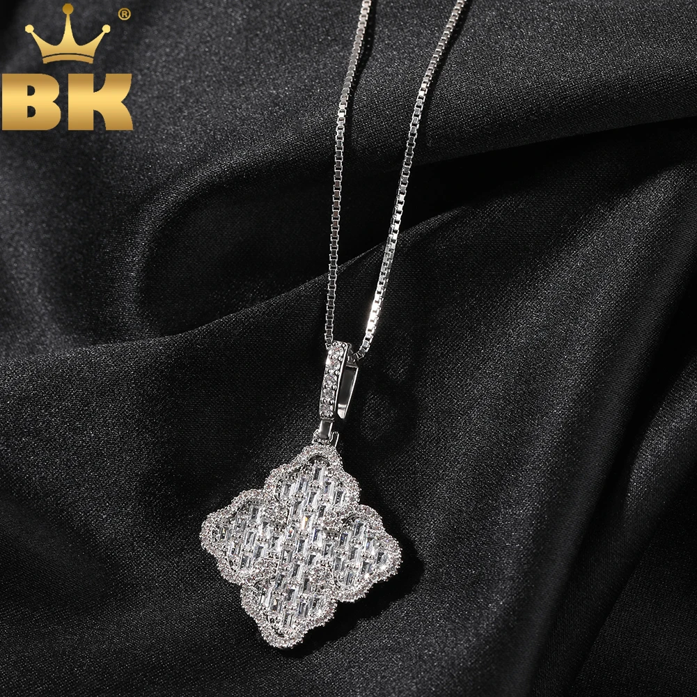 

TBTK Romantic Lucky Four Leaf Clover Pendant Iced Out Cubic Zirconia Pendant Necklace For Women Girl Hiphop Jewelry