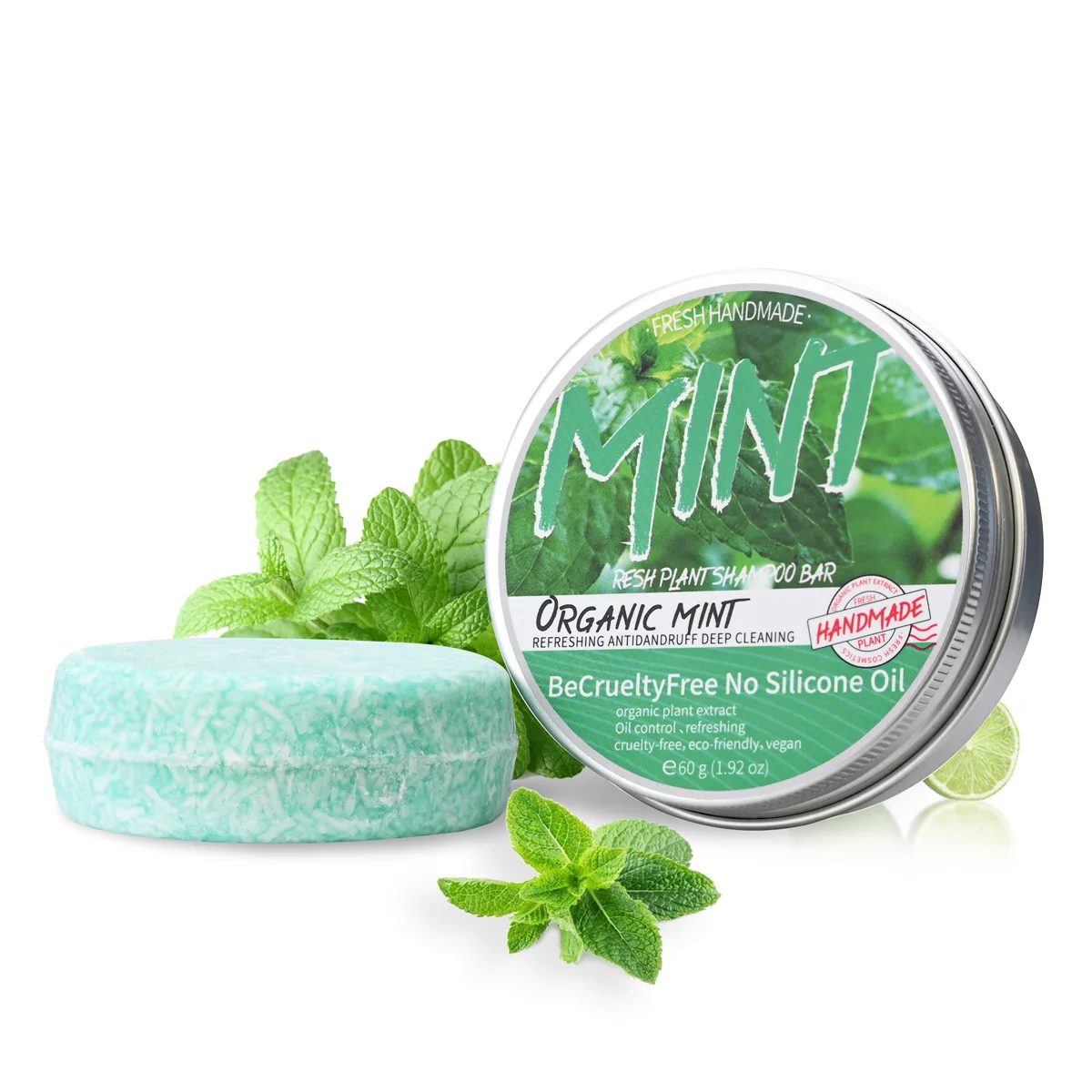 60g Mint Herbal Shampoo Plant-Based Soap for Oil Control Dandruff Hand Soap Genuine Herbal Product for Scalp Care