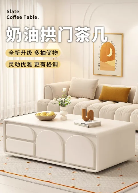 Cream wind tea table TV cabinet combination living room household high-end small apartment creative network red advanced sense 2