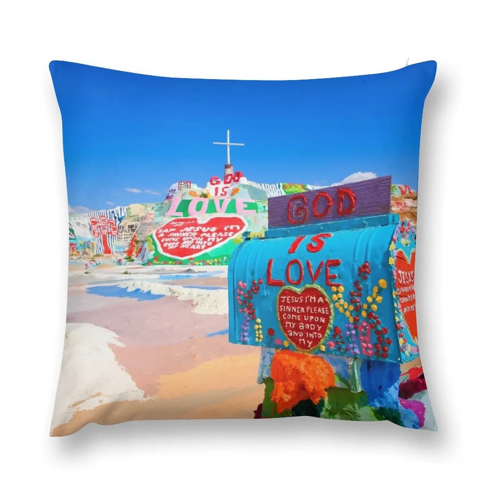 God's Mailbox at Salvation Mountain Throw Pillow Cushions Sitting Cushion pillow