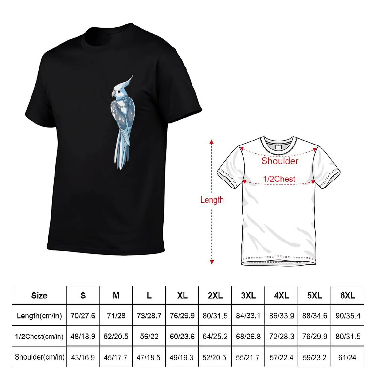 Whiteface Pied Cockatiel T-Shirt summer tops anime stuff vintage clothes korean fashion mens clothing