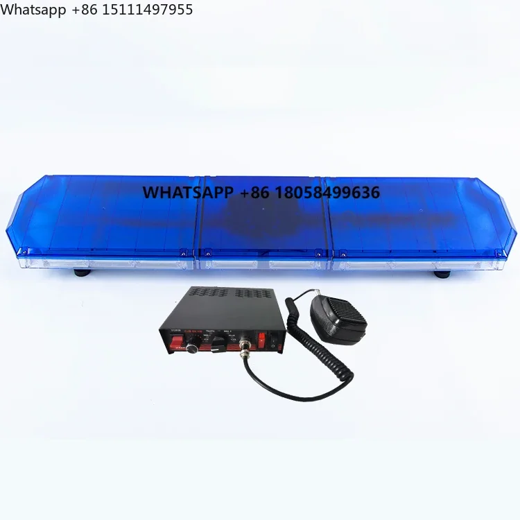 Ambulance Firefighters Emergency Lightbar 12V COB Traffic Warning with Siren Speaker 200W Aluminium Emergency Blue Light
