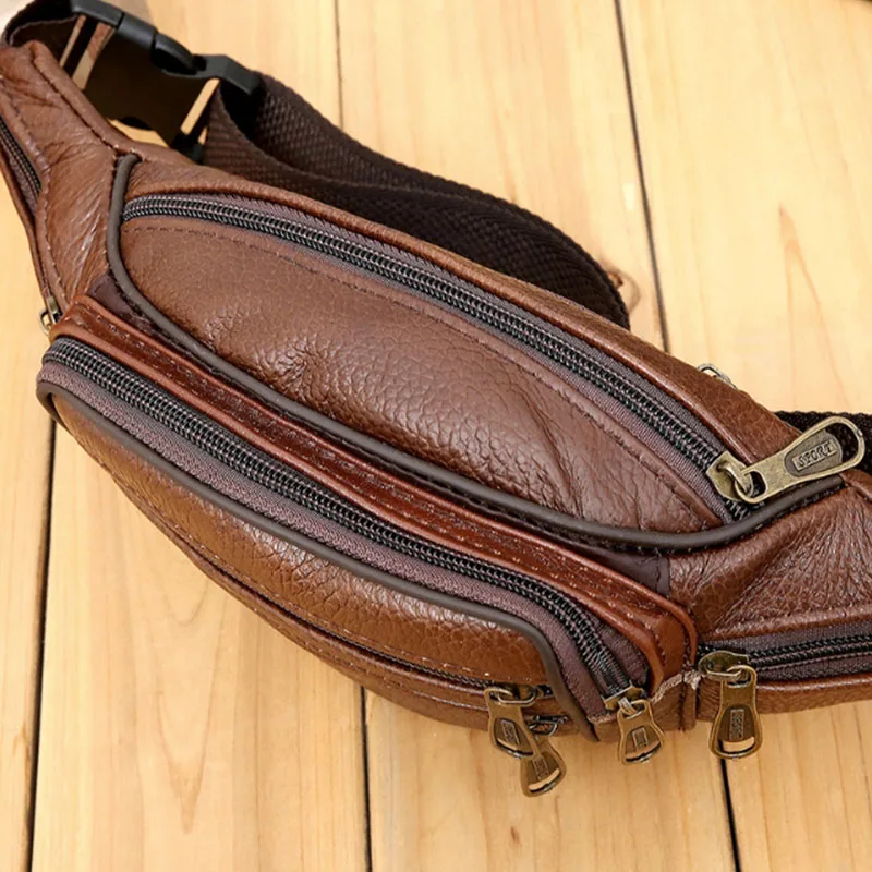 حقيبة خصر جلدية، حقيبة كتف كاجوال للرجال، حقيبة ركوب الدراجات الرياضية الخارجية متعددة الوظائف، حقيبة هاتف ماكينة تسجيل النقود #5