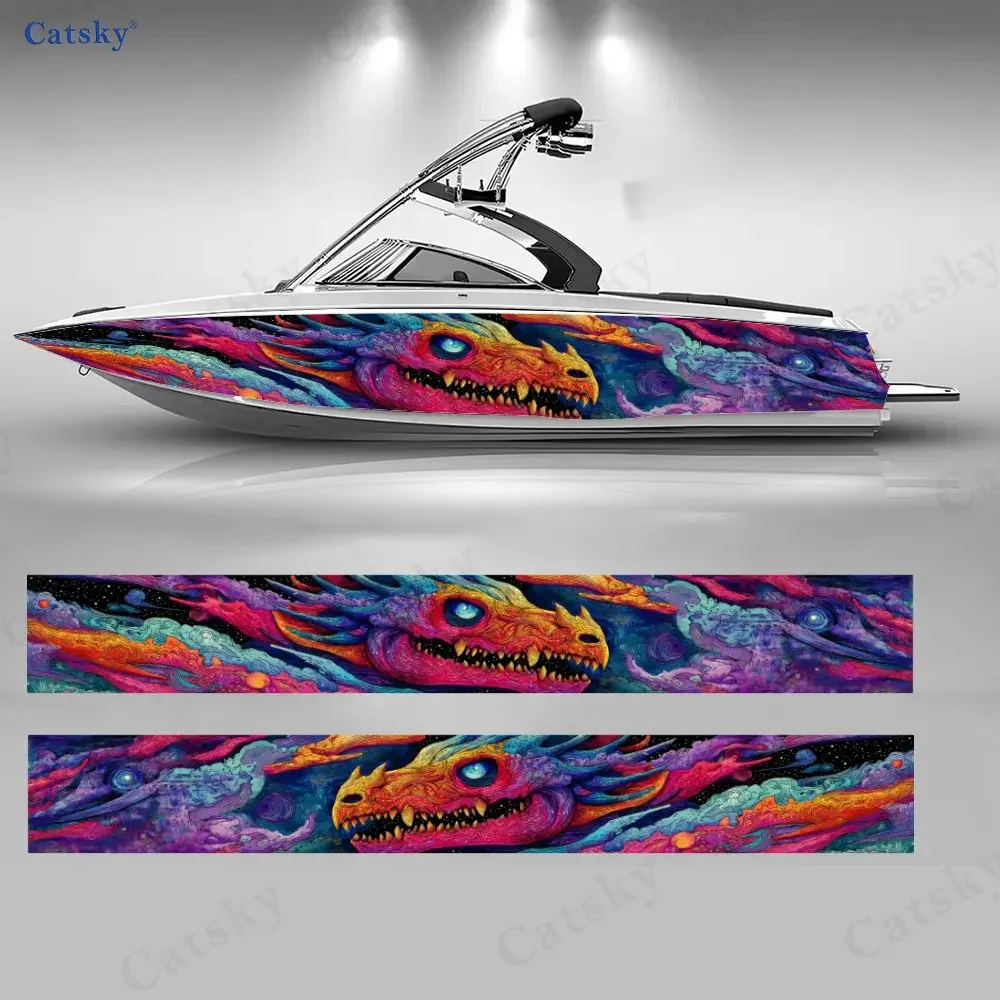 Colorful Dragon Fierc Smoke Cloud Trend Unique Boat Sticker Vinyl Ship Pontoon Deck Boat Fishing Decorative Pontoon Boats Decal